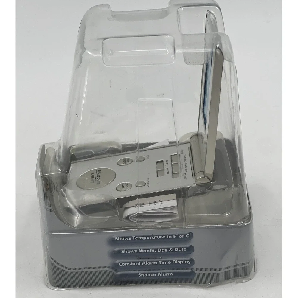 Vintage Sharp Tech Alarm Clock Temperature Time Date Slimline Travel‎ SPC303